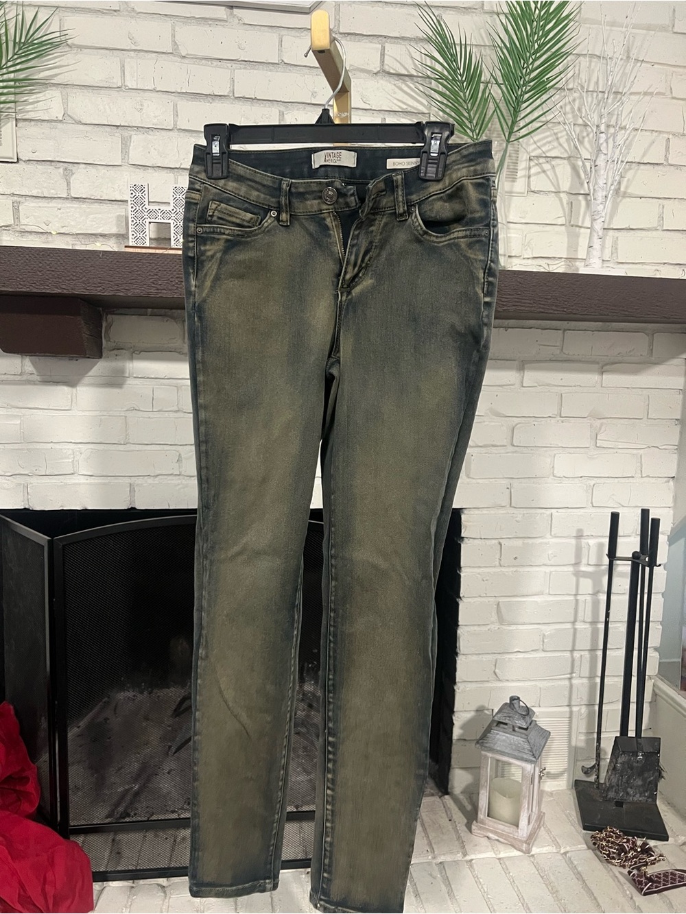 Vintage America Olive Green Skinny Jeans